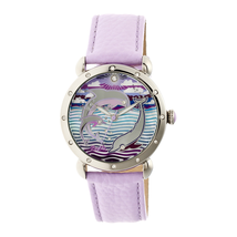Bertha Estella Mother of Pearl Dolphin Dial Lavender Leather Ladies Watch BTHBR5103