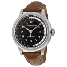 Baume et Mercier Baume and Mercier Worldtimer Automatic Black Dial Brown Leather Men's Watch MOA10134 M0A10134