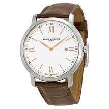 Baume et Mercier Classima Silver Dial Brown Leather Strap Men's Watch 10131
