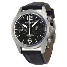 Bell and Ross Vintage Chronograph Black Dial Black Leather Men's Watch BRV126-BL-ST/SCA