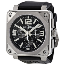 Bell and Ross Chronograph Automatic Black Carbon Fiber Black Rubber Men's Watch BR0194-TI-PRO-FIB