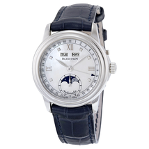 Blancpain Lemans Moonphase Automatic Mother of Pearl Diamond Dial Blue Leather Ladies Watch 2360-1191A-55A