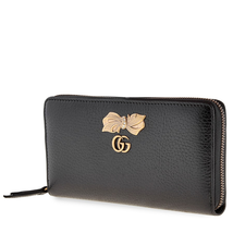 Gucci Womens Zip Around Wallet with Bow- Black 524291 CAOXT 1163