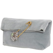 Burberry Ladies Small Pin Clutch In Velvet in Grey/Blue 4076426