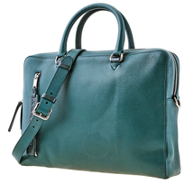 Burberry Men's Briefcase London Grainy Leather Green Blue Spgr Lt Ctrs Zip Briefcse 4075532