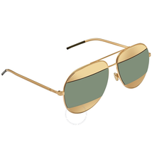Dior Split Gold, Green Mirror Aviator Sunglasses DIORSPLIT1 50000000 DIORSPLIT1 50000000