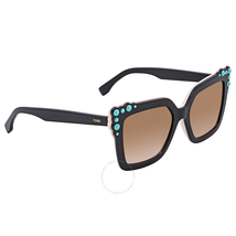 Fendi Brown Gradient Square Sunglasses with Turquoise Studs FF 0260/S 3H2/53 52 FF 0260/S 3H2/53 52