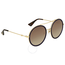 Gucci Round Navy Sparkle Sunglasses GG0061S 005 56