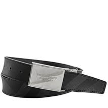 Burberry Check George Reversible Belt in Charcoal/ Black 4056591