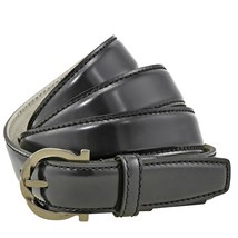 Ferragamo Gancini Buckle Leather Belt - Black 679803