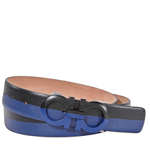 Salvatore Ferragamo Ferragamo Gancini Adjustable Belt Black/Ultramarine Blue 67A077-715759