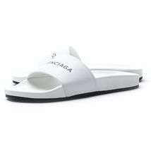 Balenciaga Ladies White, Black Flat Slipper Logo Size 39 500573 WAL00 9061