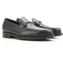 Tod's Men's Black Loafer In Leather with Double T Metal Clamp XXM0ZF0Q700D90B999