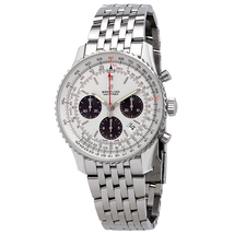 Breitling Navitimer 1 Chronograph Automatic Chronometer Silver Dial Men's Watch AB0121211G1A1