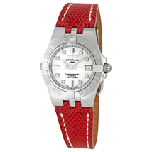 Breitling Galactic 30 White Diamond Dial Red Strap Ladies Watch A71340L2-A713