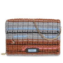 Prada Knit Wool with Fabric Tricot Bag - Grey 1BF061 COO2BOG/B F0031