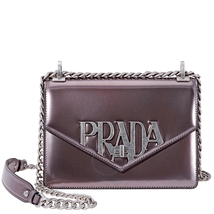 Prada Leather Crossbody Bag- Glossy Grey 1BD128_F0D65_2B07_V_CLO