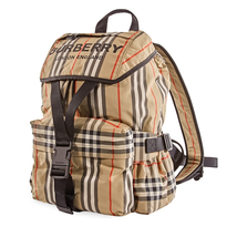 Burberry Logo Print Icon Stripe Nylon Backpack in Archive Beige 8014751