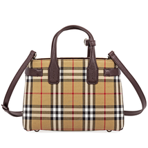 Burberry Small Banner Leather Tote- Deep Claret 4076950