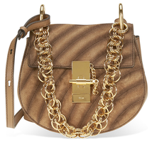 Chloe Small Drew Bijou Suede and Leather Shoulder Bag- Nut CHC18WS107A42 20C