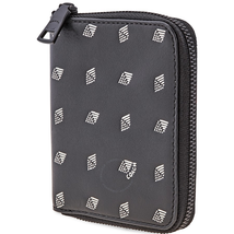 Coach Men's Zip Around Wallet Leather Black/White Small Zip Dot Dia Leather 29695 L77
