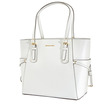 Michael Kors Voyager Textured Crossgrain Leather Tote- White 30H7GV6T9L-085