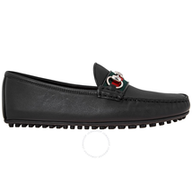 Gucci Men's Black Leather Driver with Web Shoes 450892 A9L60 1098