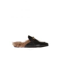 Gucci Princetown Leather Slipper W Fur 397749 DKHH0 1063