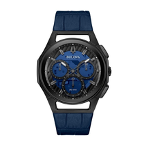 Bulova Curv Transparent Blue Dial Chronograph Quartz Men's Watch 98A232