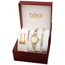 Burgi Quartz Diamond White Dial Ladies Watch BUR213TTG-S