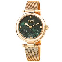 Burgi Quartz Diamond Green Dial Ladies Watch BUR260YGN
