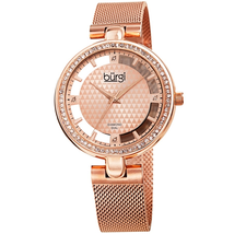 Burgi Quartz Diamond Rose Gold Dial Ladies Watch BUR262RG