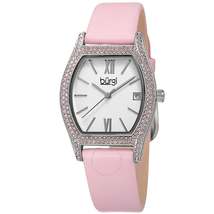 Burgi White Dial Ladies Ladies Pink Leather Watch BUR166PK