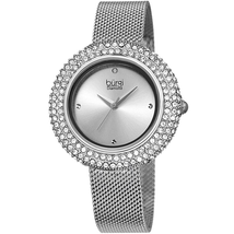 Burgi Ladies Argyle Dial Swarovski Crystal Glamor Mesh Bracelet Watch BUR220SS