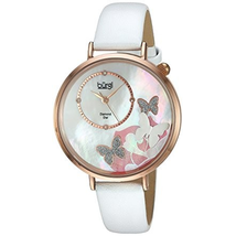 Burgi Mother Of Pearl Butterfly Dial Ladies Leather Watch BUR158WTR