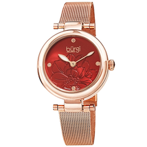 Burgi Quartz Diamond Red Dial Ladies Watch BUR260RGR