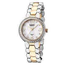Burgi White Mother of Pearl Dial Two-tone Bracelet Ladies Watch BUR084TTG