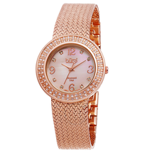 Burgi Pink Mother of Pearl Diamond Dial Rose Gold-tone Brass Ladies Watch BUR097RG