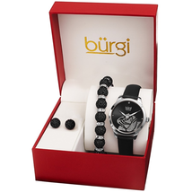 Burgi Quartz Diamond Black Dial Ladies Watch BUR244SSB-S