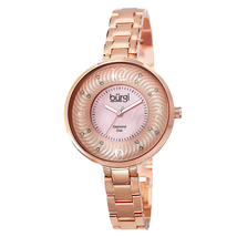 Burgi Rose Gold-Tone Brass Pink Mother of Pearl Diamond Dial Ladies Watch BUR103RG