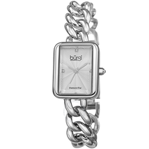 Burgi Silver-Tone Brass Silver-tone Diamond Dial Ladies Watch BUR100SS