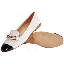 Tod's Womens Chain Detail Leather Ballet Flats in White/ Black XXW13A0S840FZT0H62