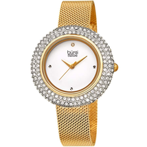 Burgi Ladies Argyle Dial Swarovski Crystal Glamor Mesh Bracelet Watch BUR220YG