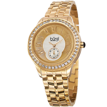 Burgi Silver and Gold Dial Gold-tone Steel Case Ladies Watch BUR106YG