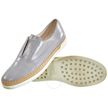 Tod's Womens Espadrilles Leather Slip On Shoes in Medium Cement XXW0TV0J9807WRB219