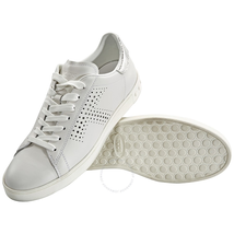 Tod's Womens Leather Sneakers in White/Silver XXW12A0T490GNY0351