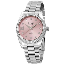 Burgi Designer Quartz Crystal Pink Dial Ladies Watch BUR194SSPK