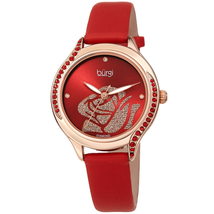 Burgi Quartz Diamond Red Dial Ladies Watch BUR257RD