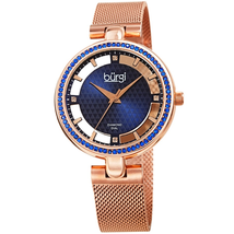 Burgi Quartz Diamond Blue Dial Ladies Watch BUR262RGBU