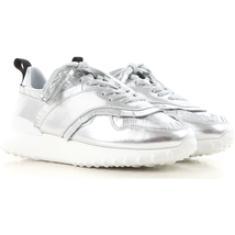 Tod's Ladies Silver Sneaker In Leather XXW80A0W600MTZB200